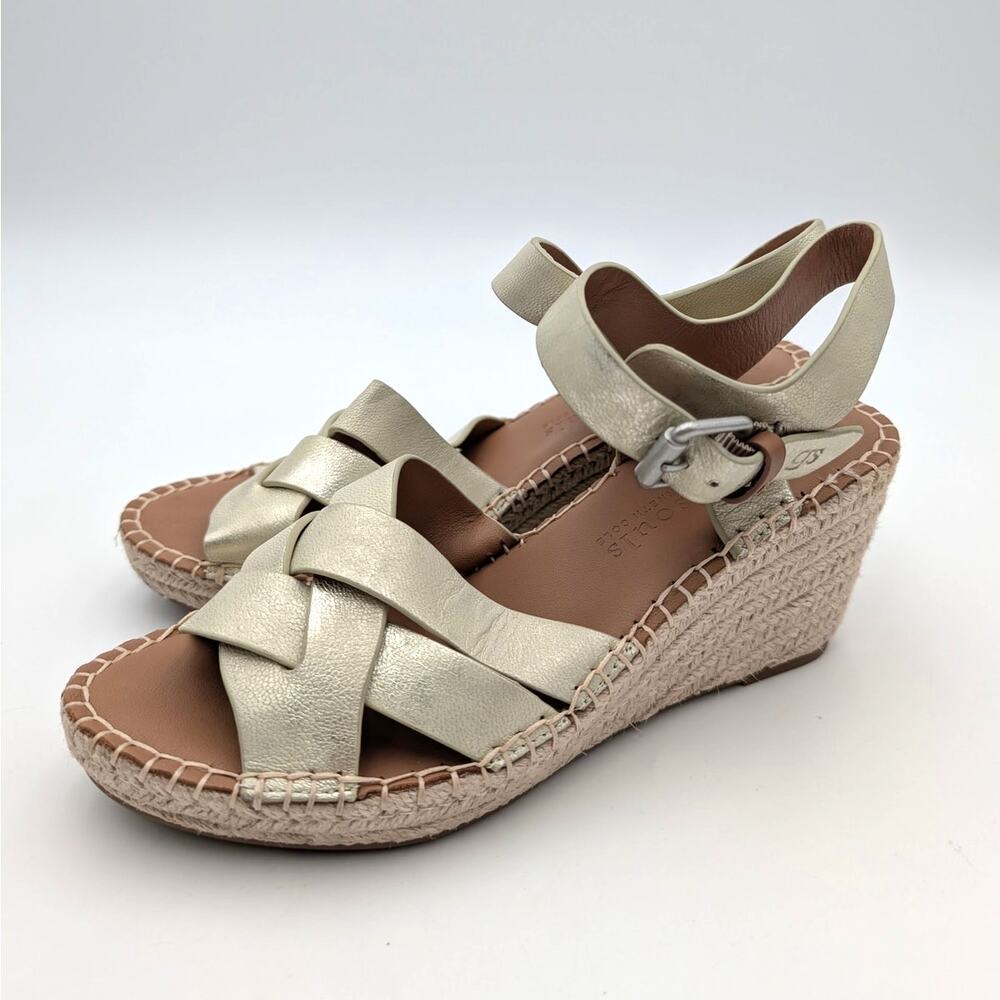 Gentle Souls Caspian Wedge Sandals Women's Ice Leather Size US7.5M EU37.5